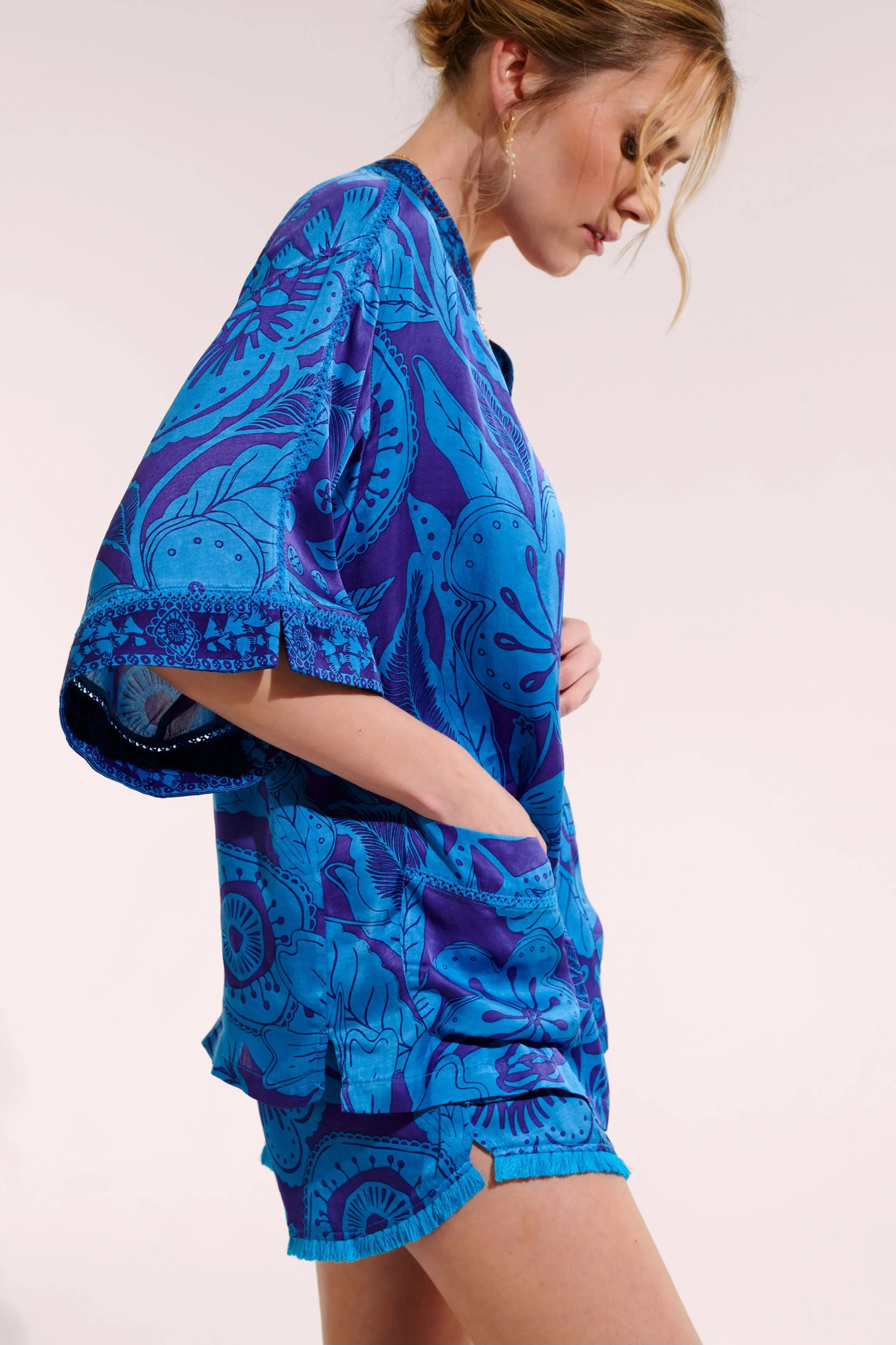 Kimono Bel - Blue Gauguin sold by Poupette St Barth product image thumbnail 2