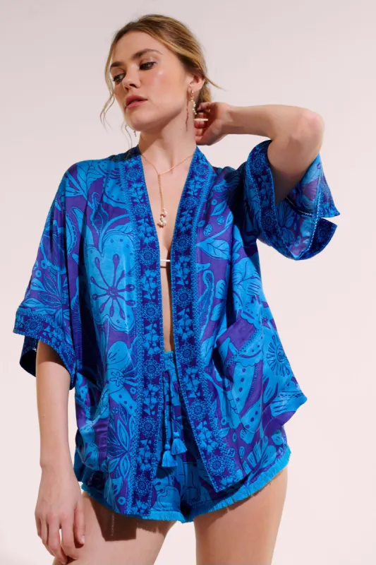 Kimono Bel - Blue Gauguin sold by Poupette St Barth