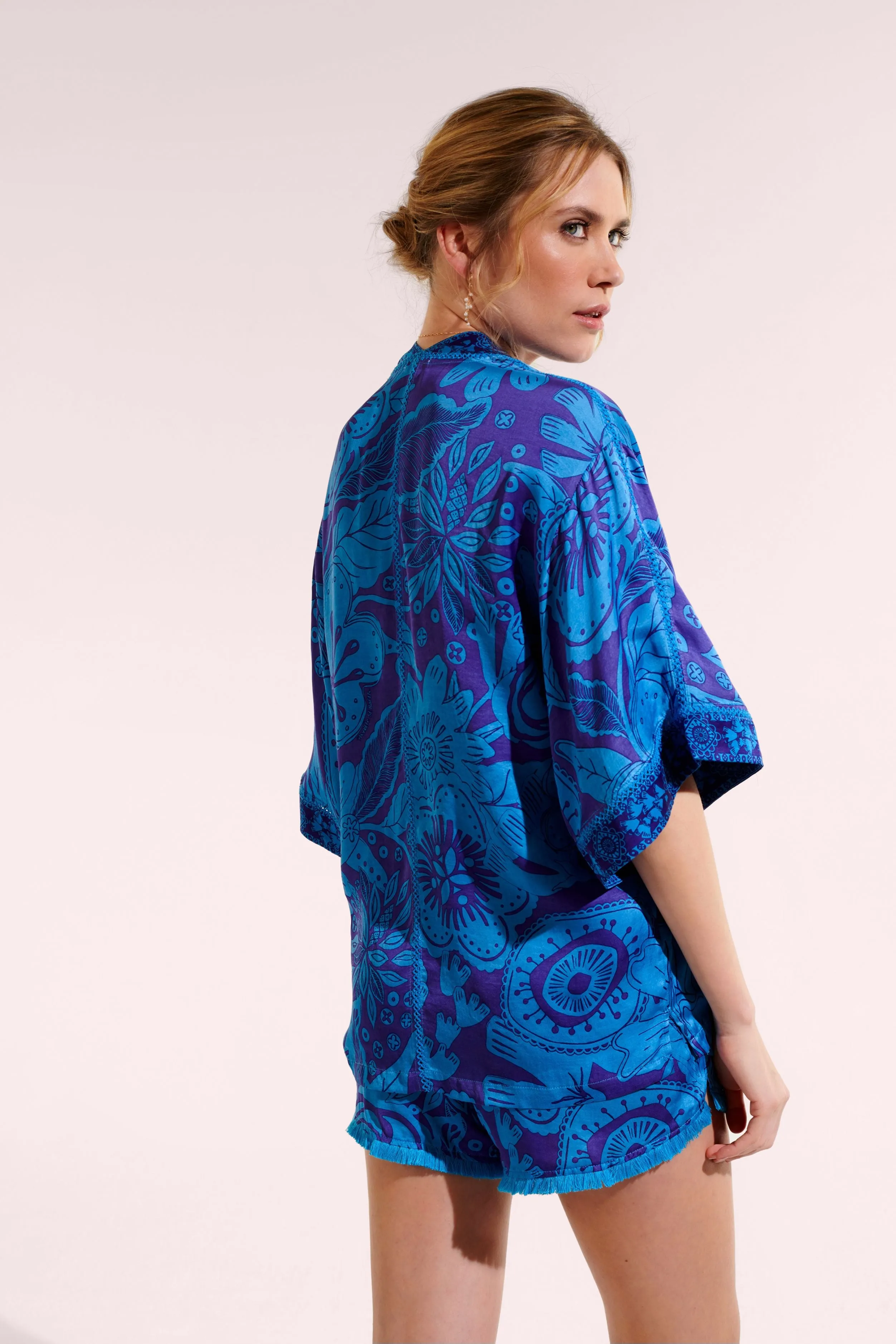 Kimono Bel - Blue Gauguin sold by Poupette St Barth product image thumbnail 3