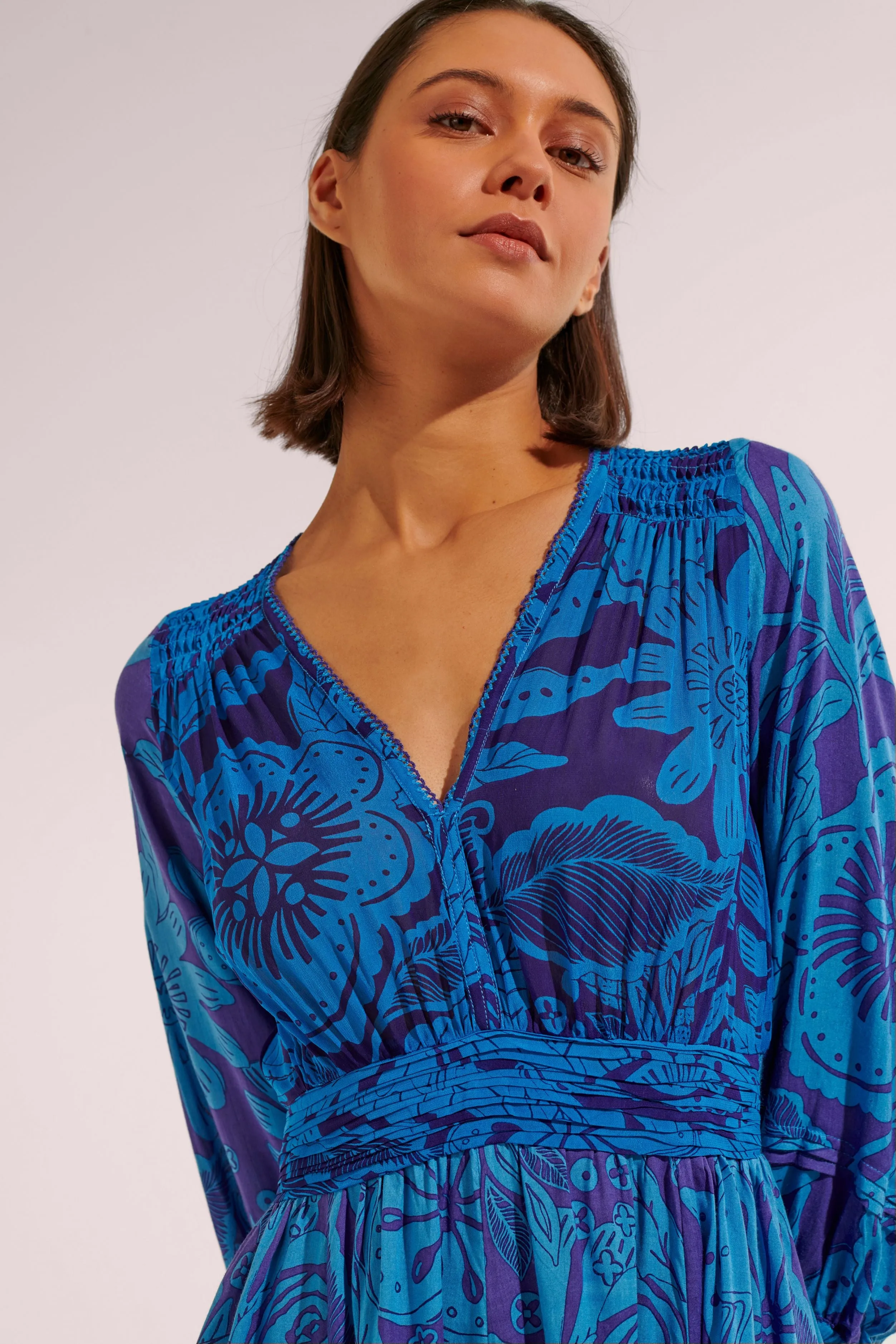 Mini Dress Anabelle - Blue Gauguin sold by Poupette St Barth product image thumbnail 3