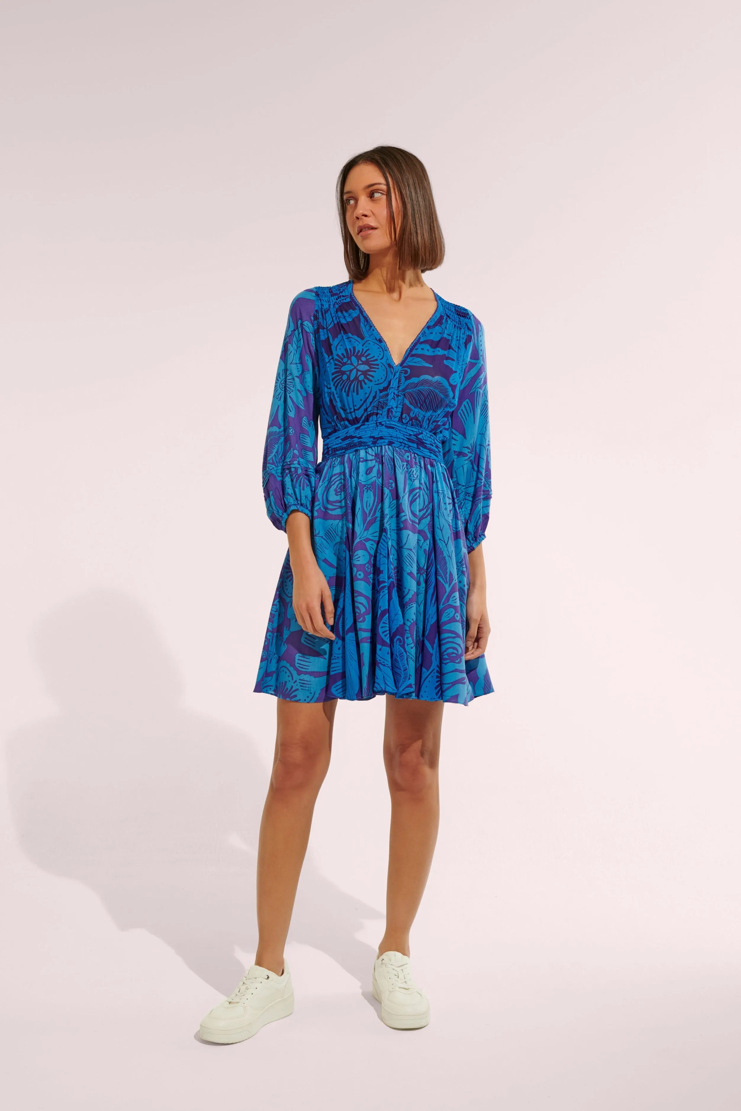 Mini Dress Anabelle - Blue Gauguin sold by Poupette St Barth