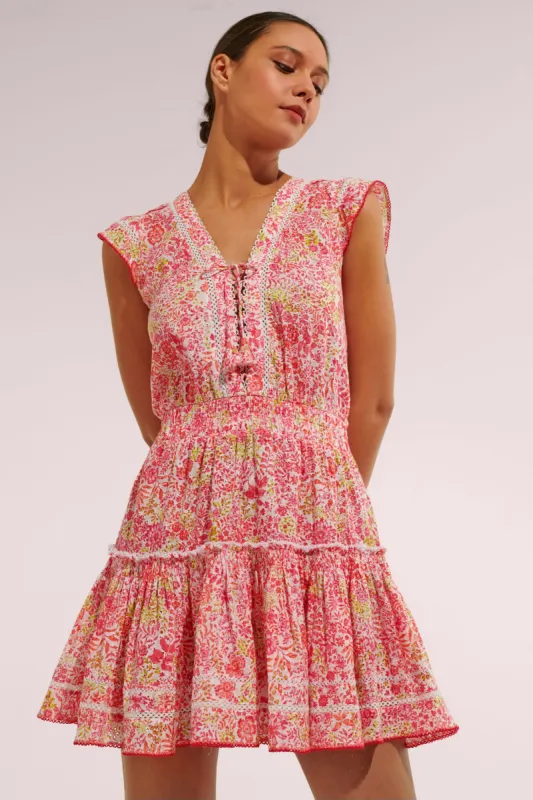Mini Dress Anais - White Pink Nature sold by Poupette St Barth