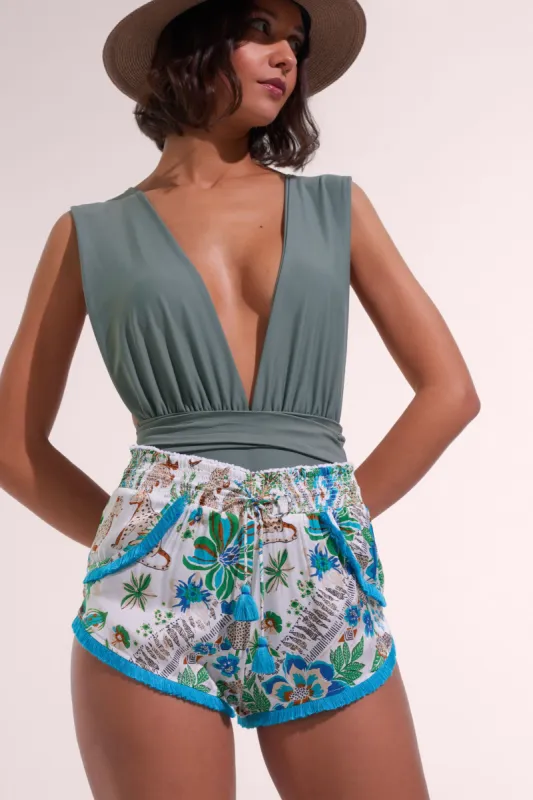 Boxer Lulu - Blue Leo Foulard sold by Poupette St Barth