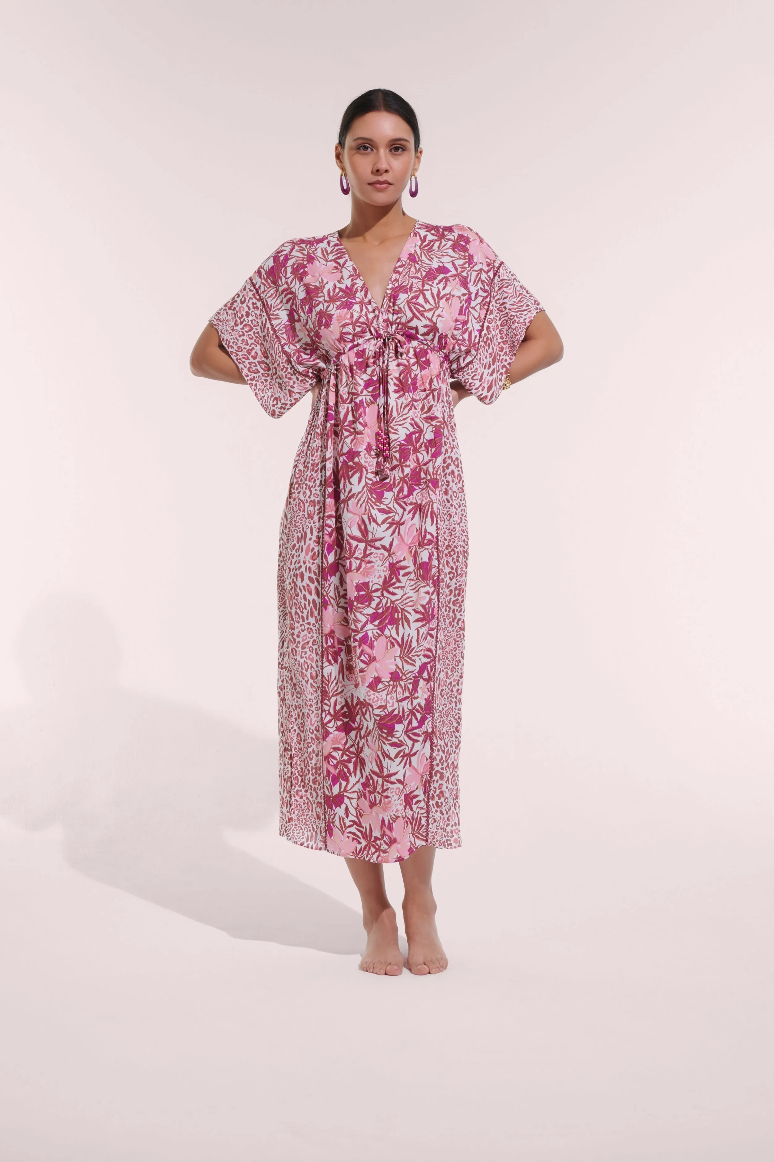 Long Kaftan Amaya - Pink Orchid sold by Poupette St Barth
