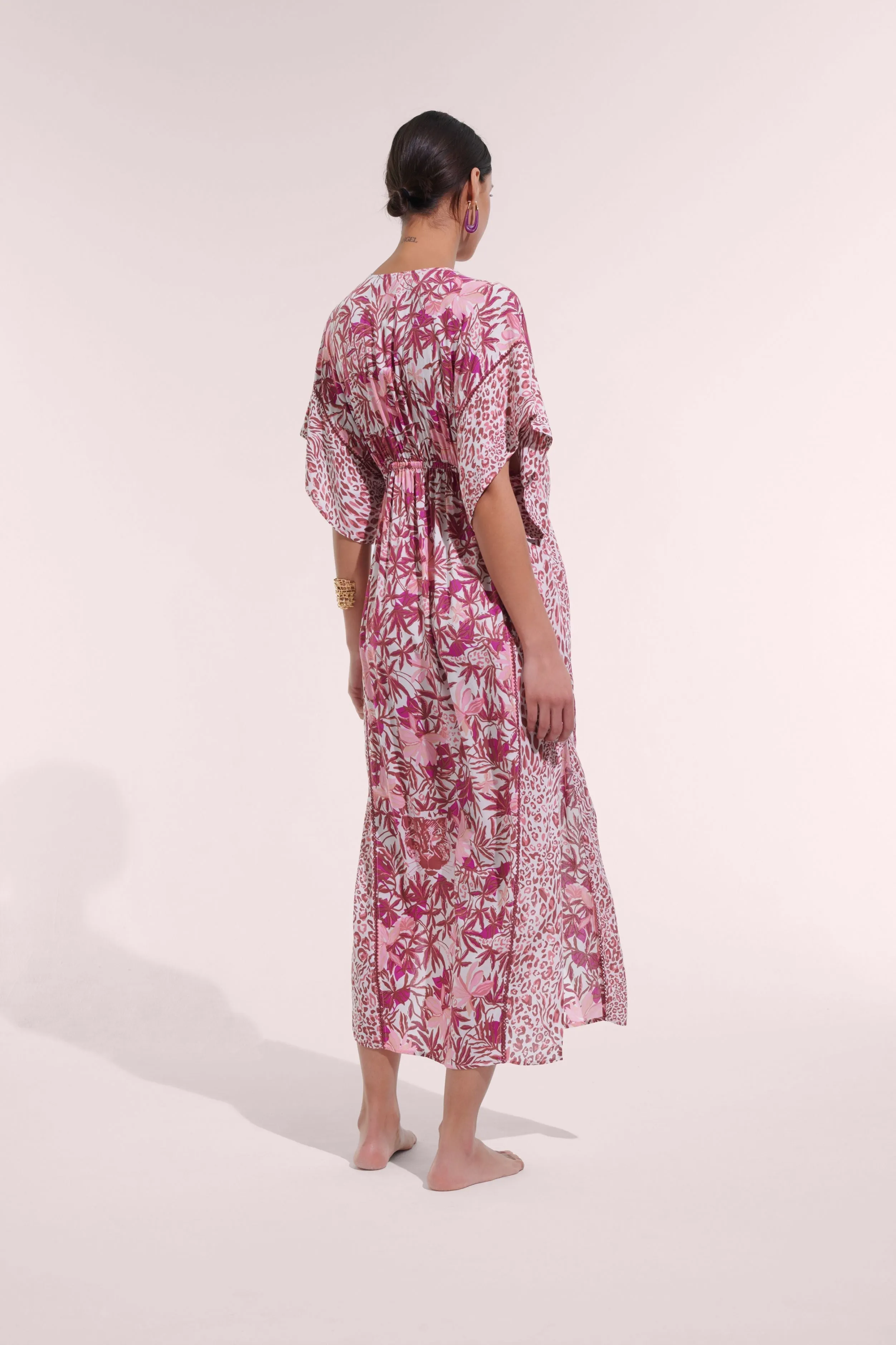 Long Kaftan Amaya - Pink Orchid sold by Poupette St Barth product image thumbnail 2