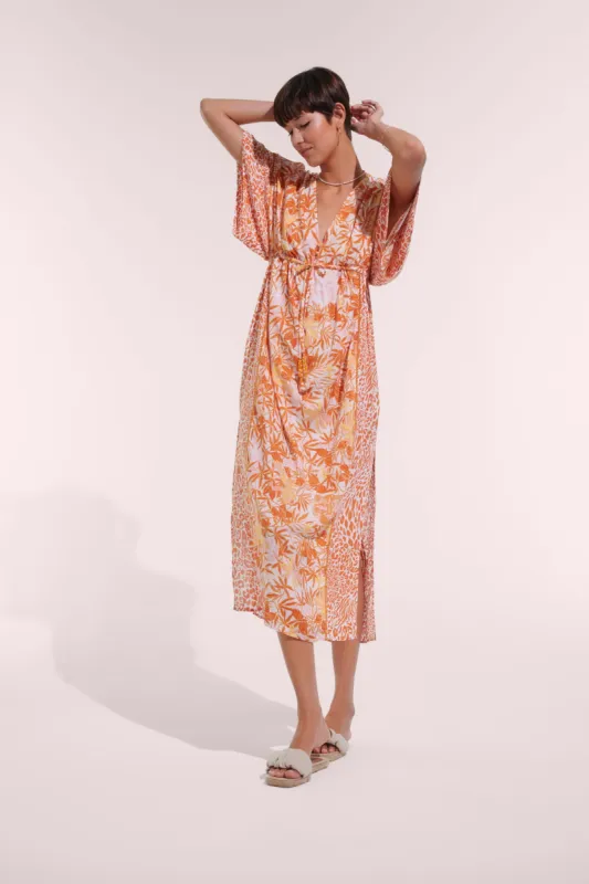 Long Kaftan Amaya - Gold Orchid sold by Poupette St Barth