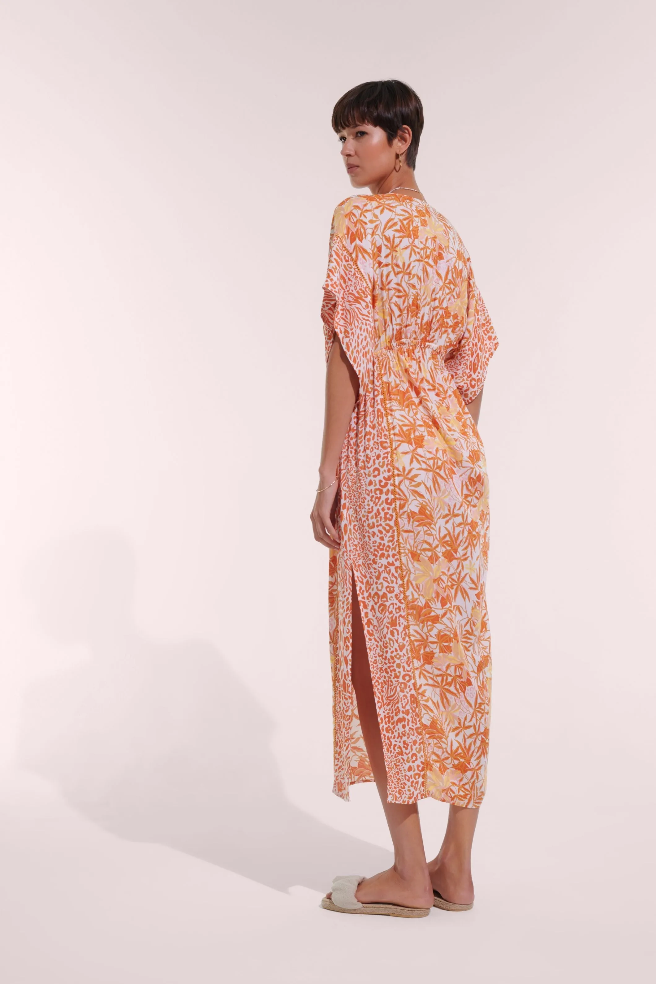 Long Kaftan Amaya - Gold Orchid sold by Poupette St Barth product image thumbnail 3