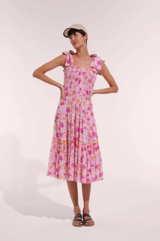 Long Dress Triny - Pink Petunia made by Poupette St Barth