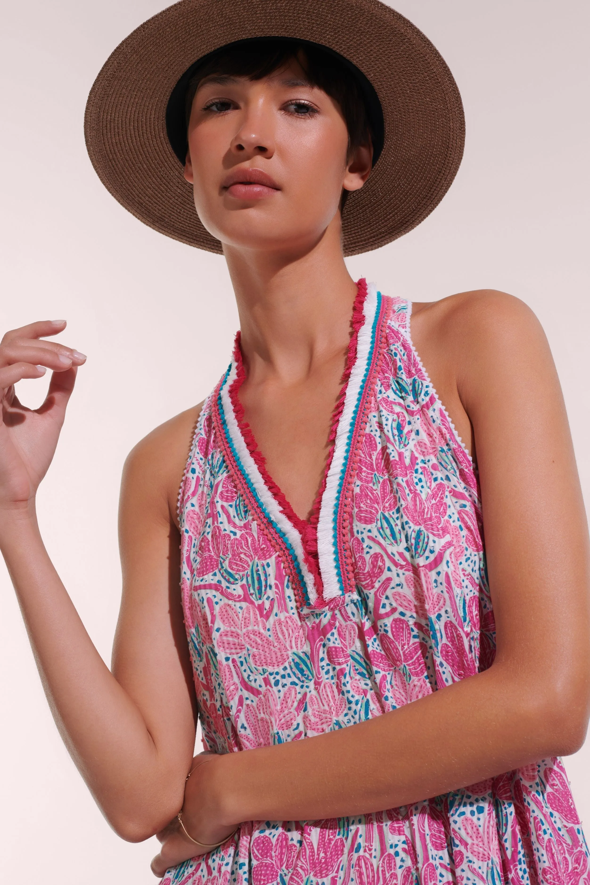 Long Dress Nava - Pink Kaktus sold by Poupette St Barth product image thumbnail 2