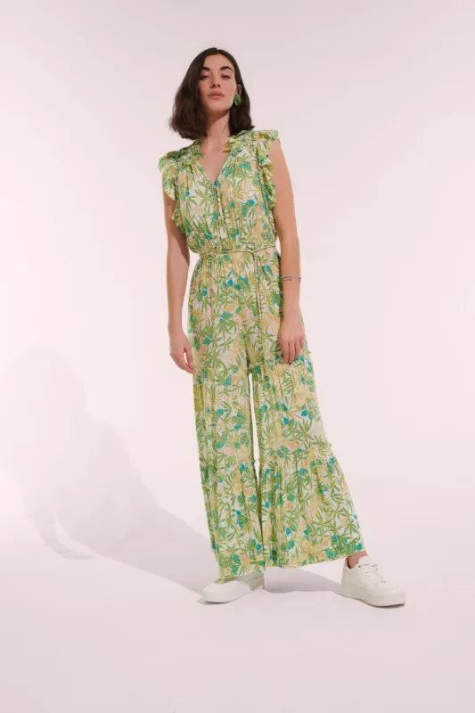Long Jumpsuit Belene - Green Orchid sold by Poupette St Barth