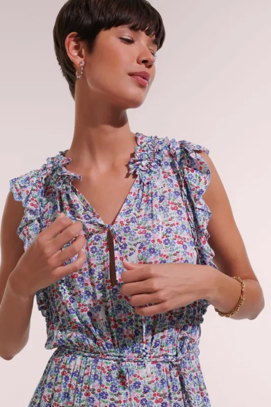 Long Jumpsuit Belene - Blue Jardin sold by Poupette St Barth