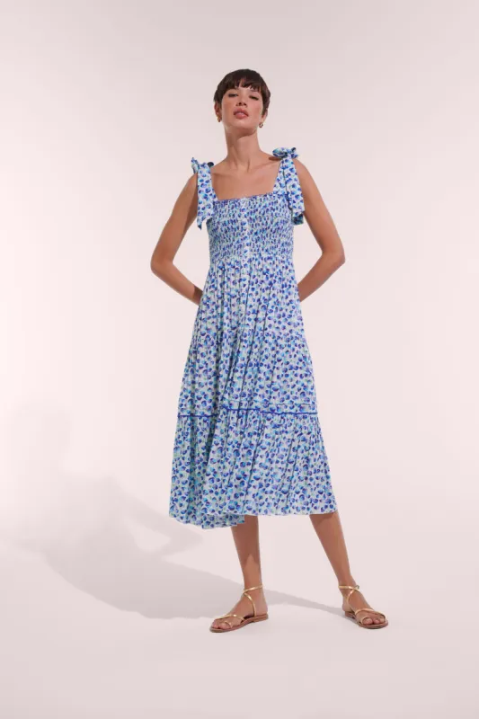 Long Dress Triny - White Blue Alamy sold by Poupette St Barth
