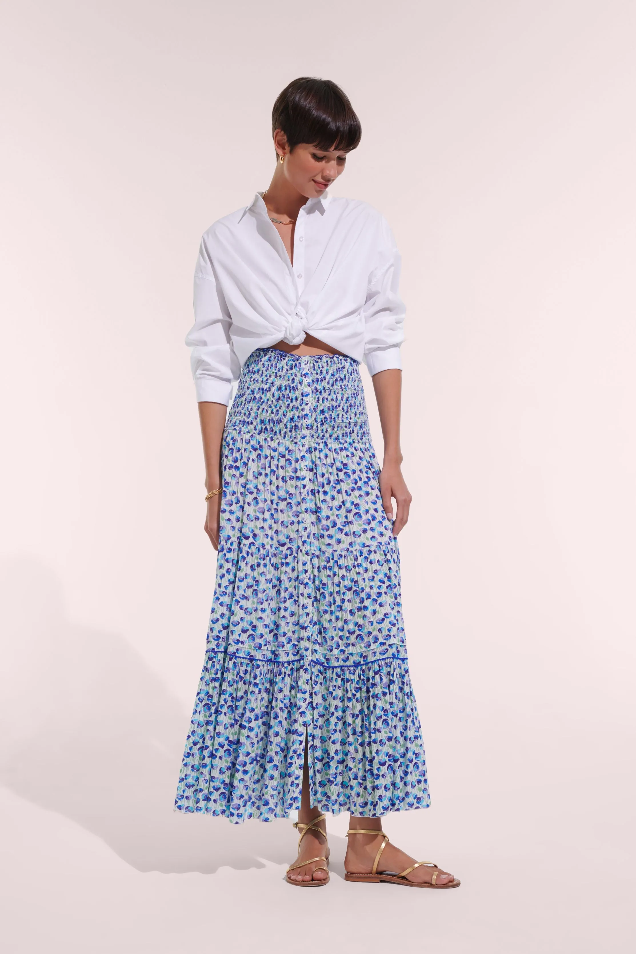 Long Dress Triny - White Blue Alamy sold by Poupette St Barth product image thumbnail 4