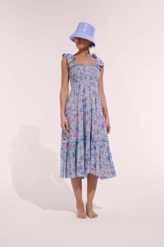 Long Dress Triny - Aqua Petunia sold by Poupette St Barth