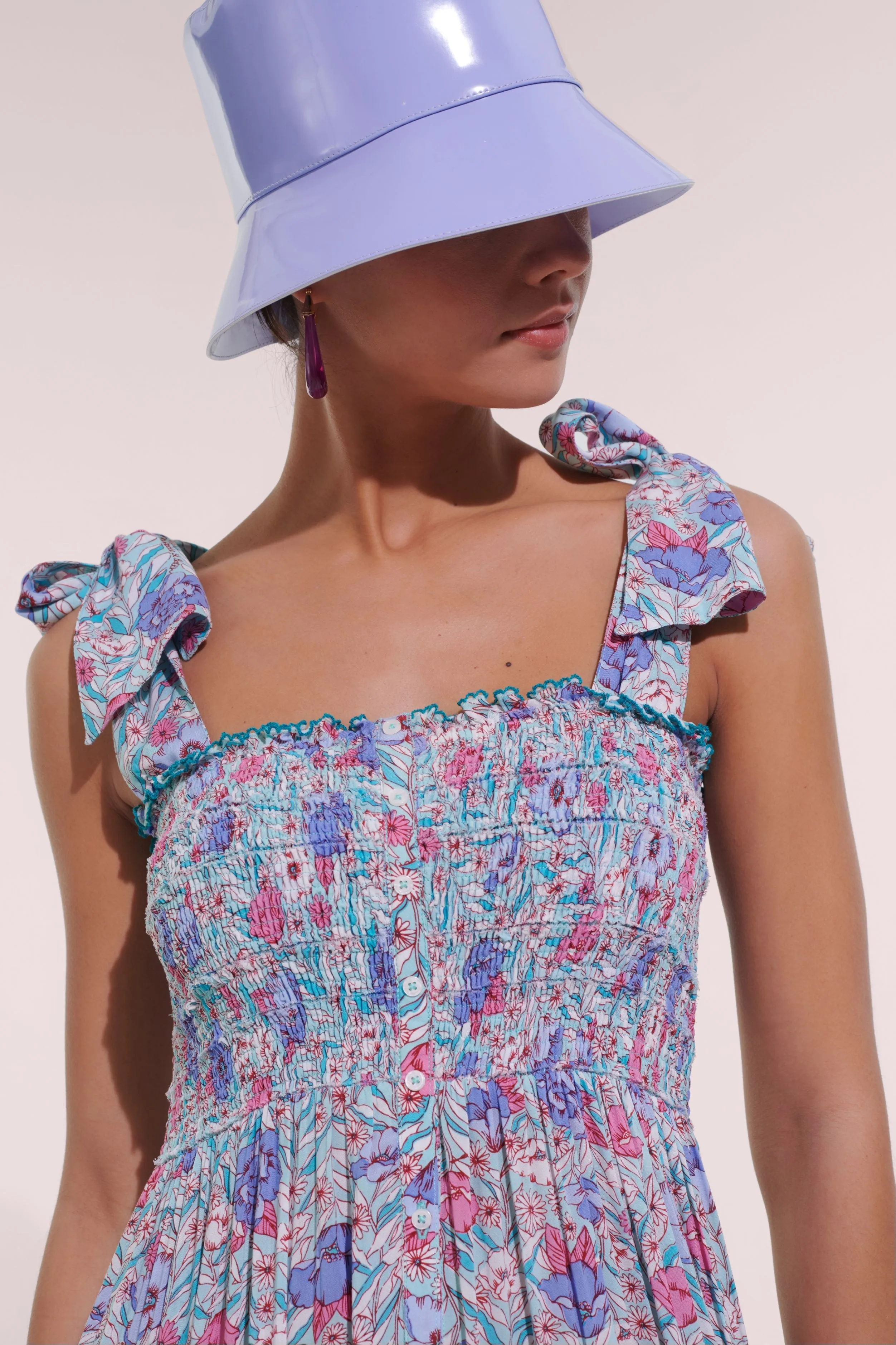 Long Dress Triny - Aqua Petunia sold by Poupette St Barth product image thumbnail 2