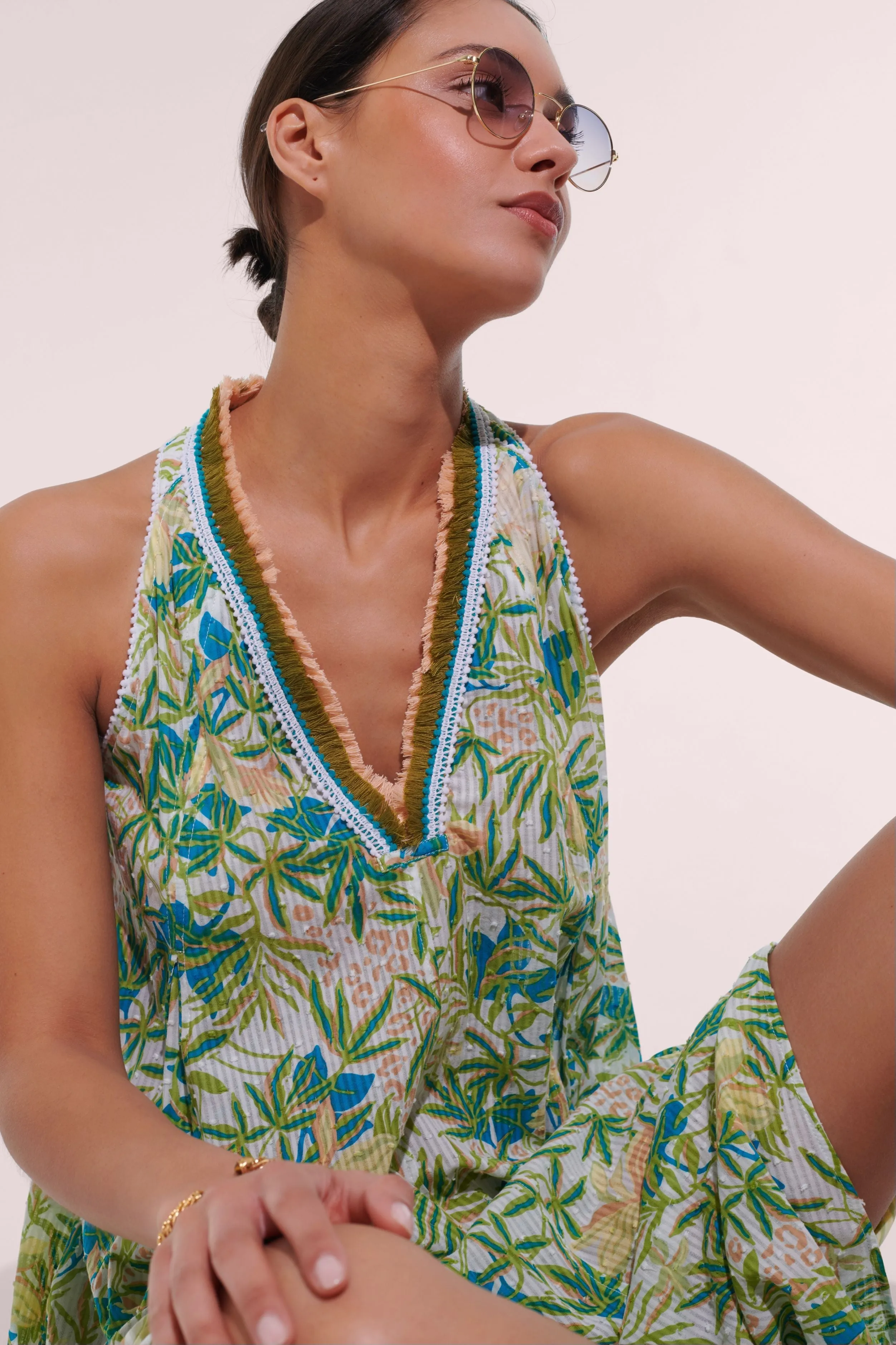 Long Dress Nava - Green Orchid sold by Poupette St Barth product image thumbnail 3