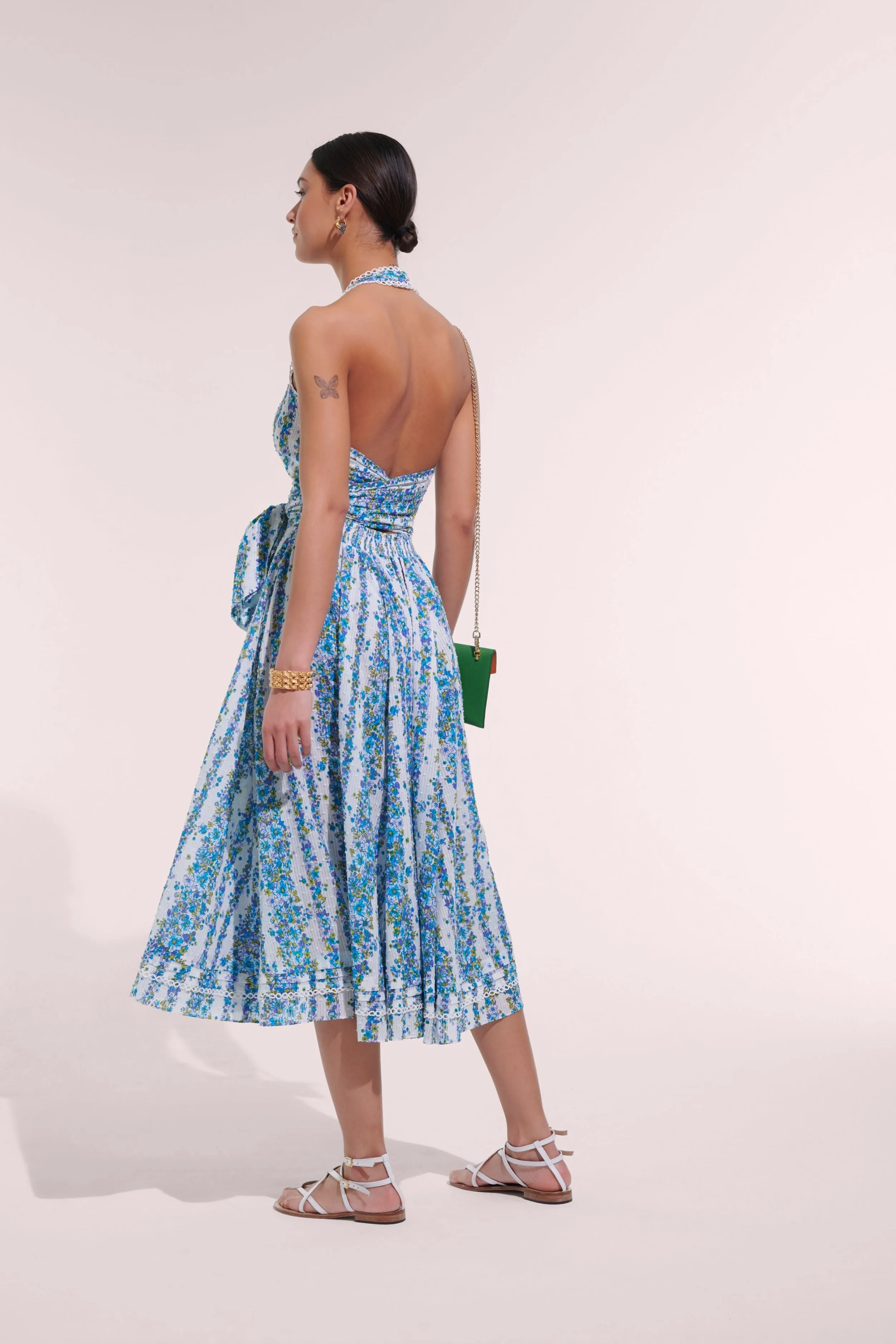 Long Dress Beth - Blue Waves Flowers sold by Poupette St Barth product image thumbnail 2
