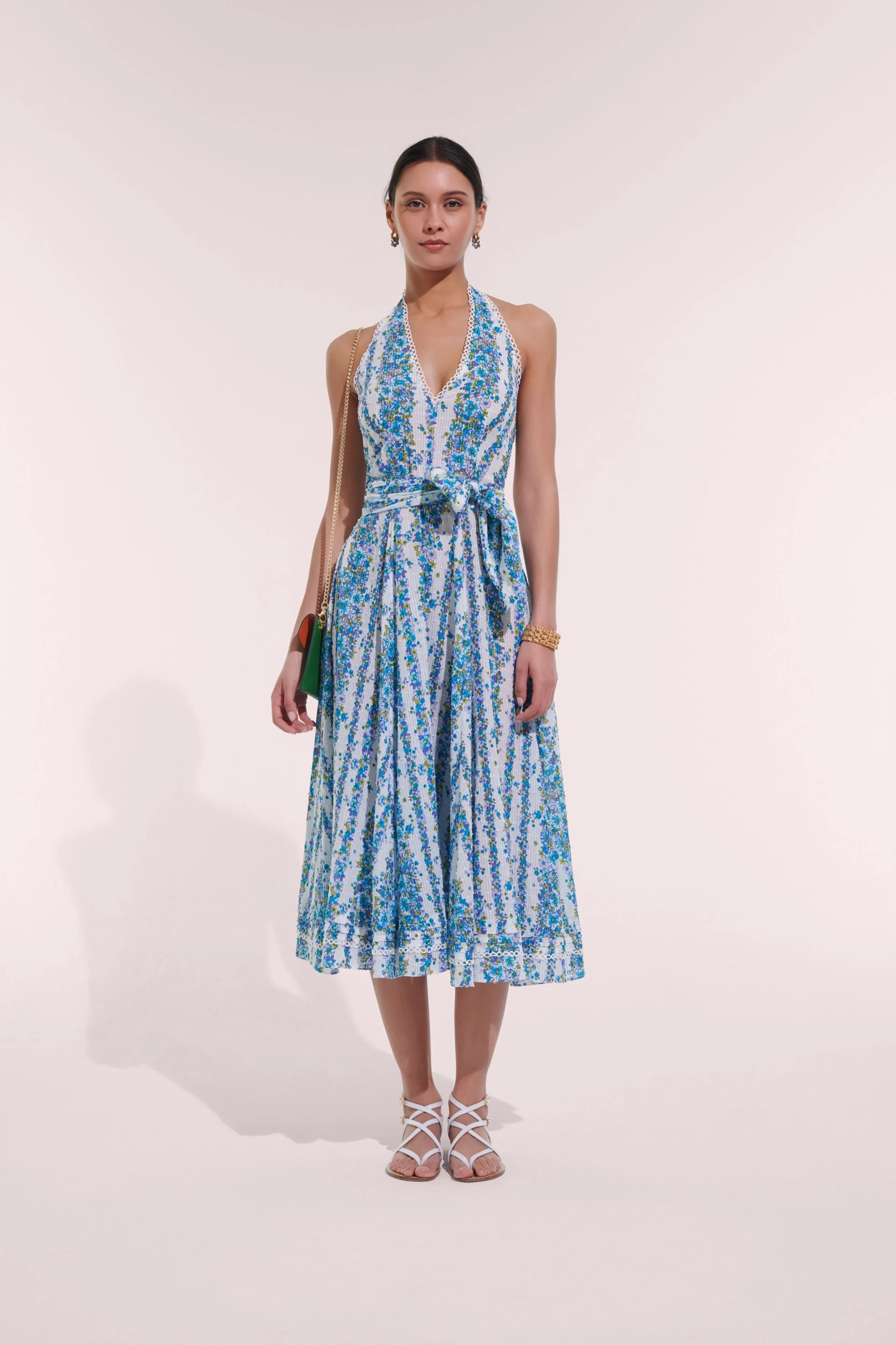 Long Dress Beth - Blue Waves Flowers sold by Poupette St Barth