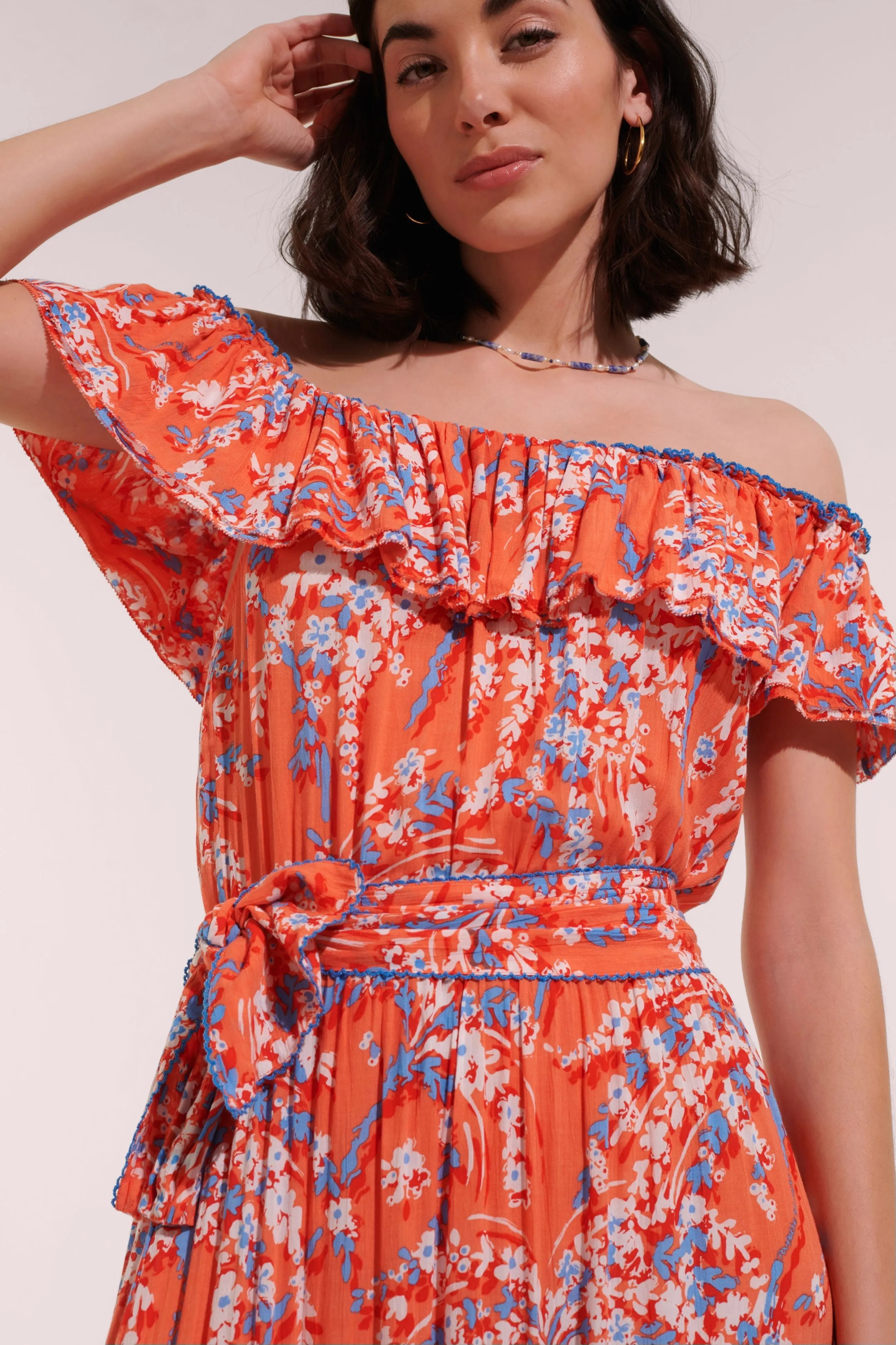 Long Dress Bella - Orange Palmery sold by Poupette St Barth product image thumbnail 2