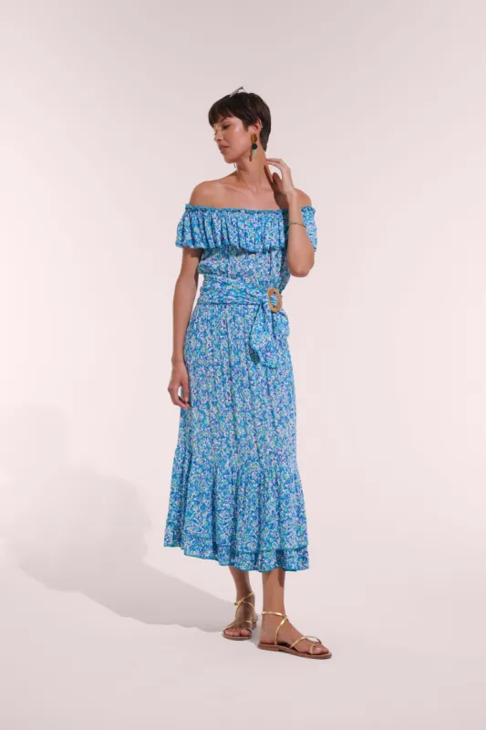 Long Dress Bella - Blue Ocean Flowers sold by Poupette St Barth