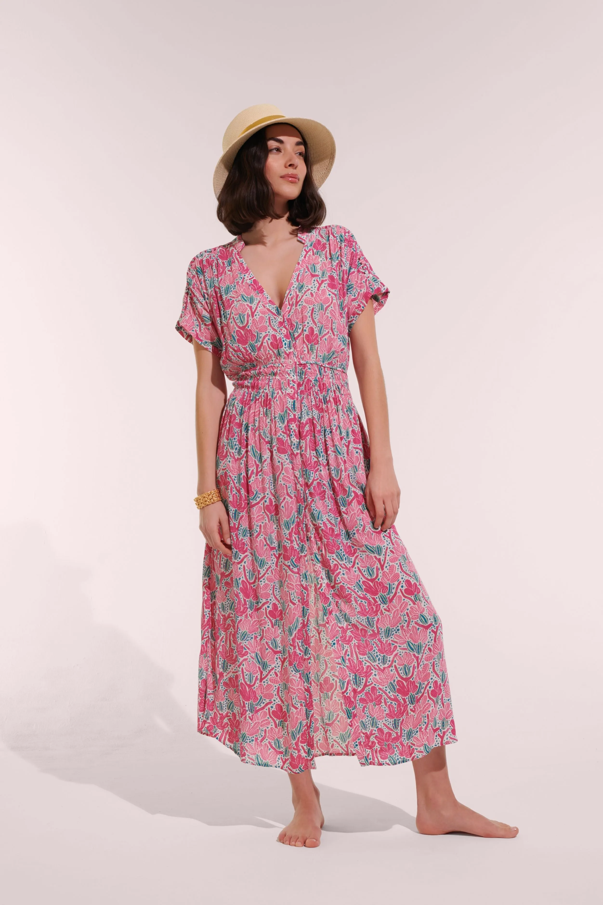 Long Dress Becky - Pink Kaktus sold by Poupette St Barth product image thumbnail 4