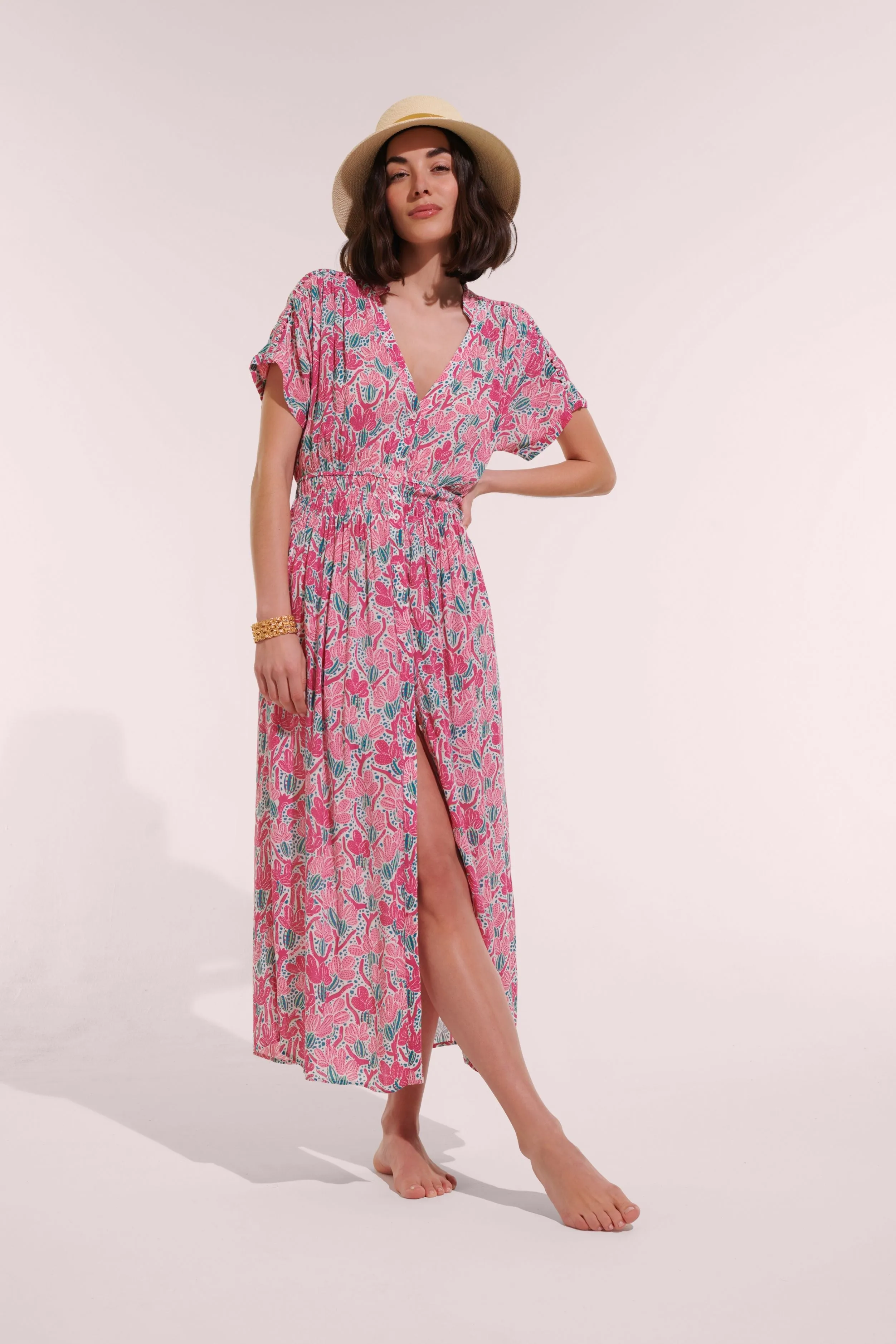Long Dress Becky - Pink Kaktus sold by Poupette St Barth