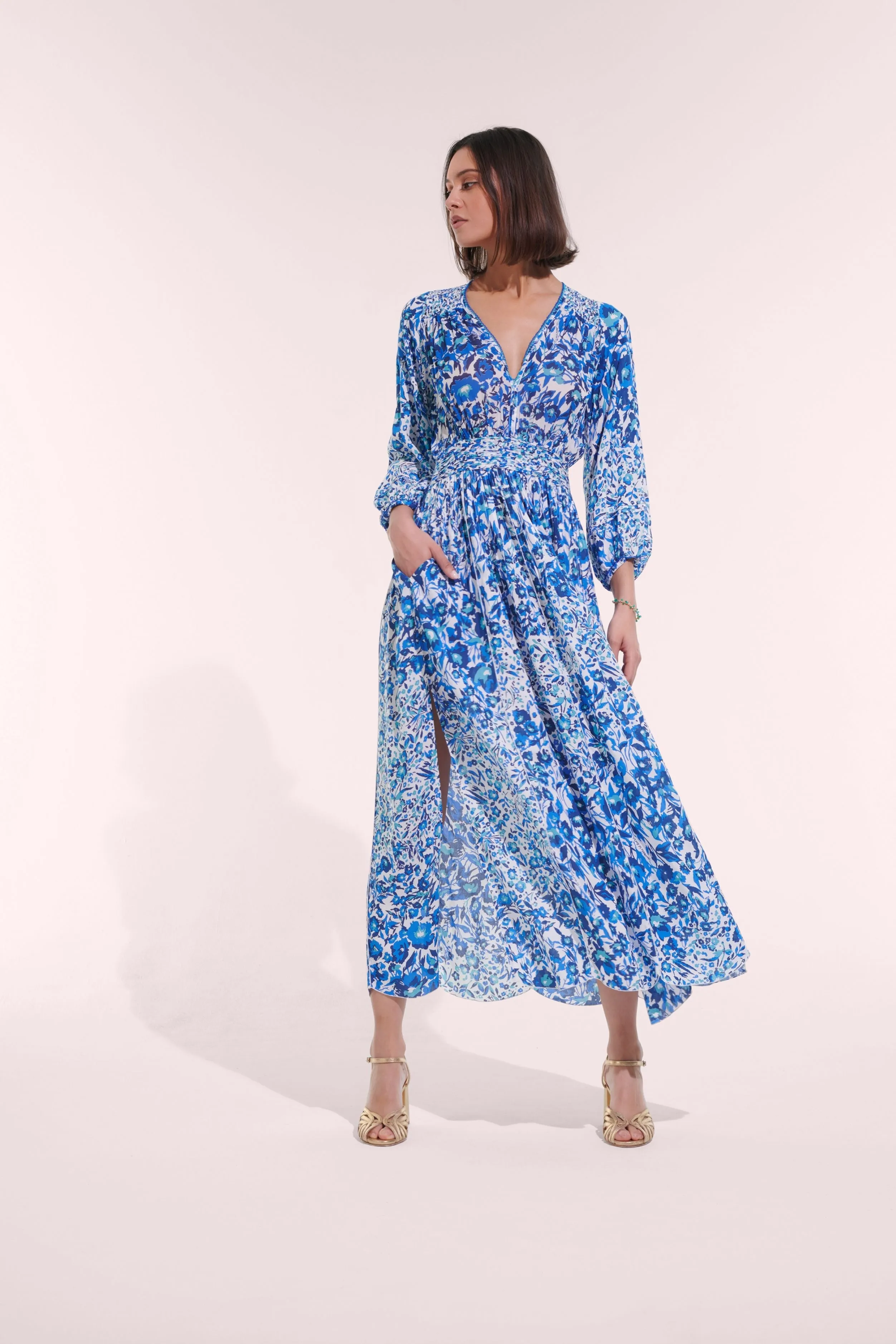 Long Dress Anabelle - Blue Nuances sold by Poupette St Barth