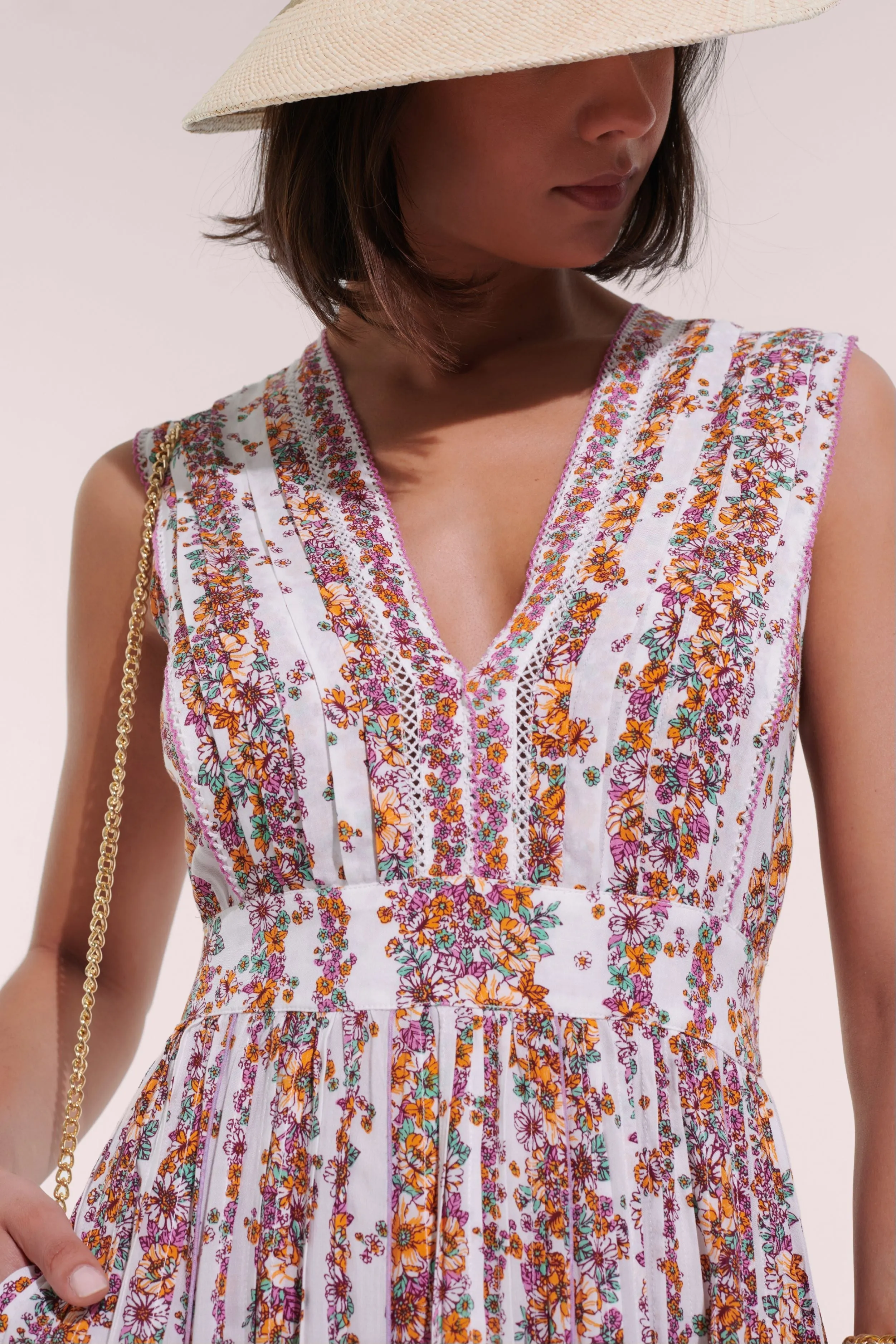 Long Dress Agnes - Lavender Waves Flowers sold by Poupette St Barth product image thumbnail 3