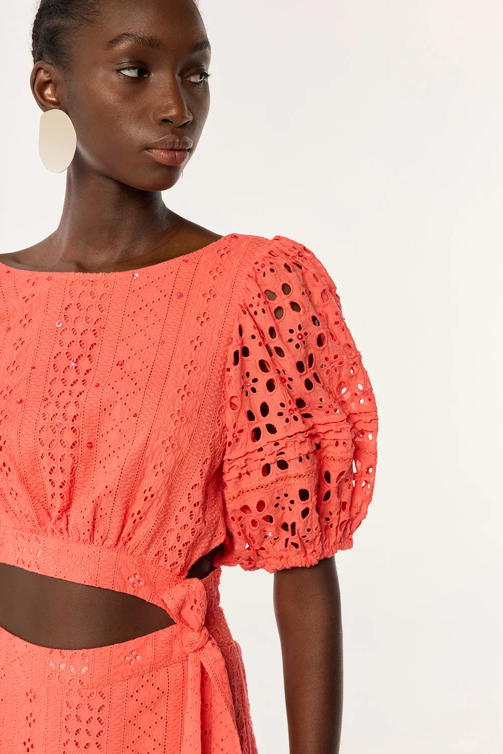 Mini Dress Chantal - Coral sold by Poupette St Barth product image thumbnail 3