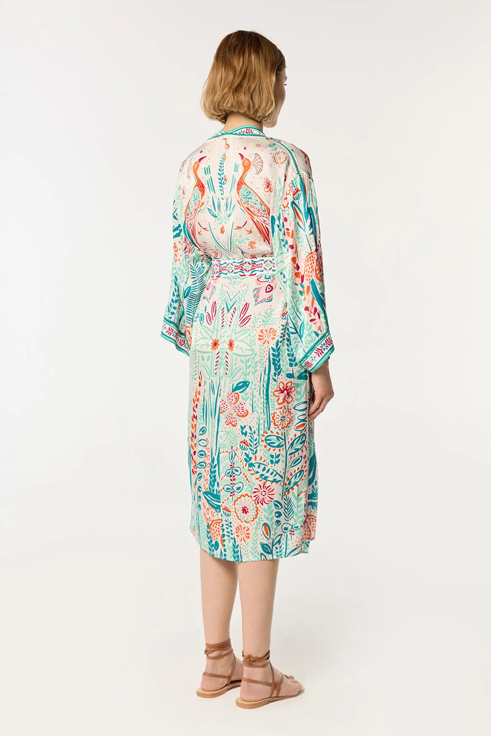 Long Kimono Erica - Mint Plum Bird Big sold by Poupette St Barth product image thumbnail 4