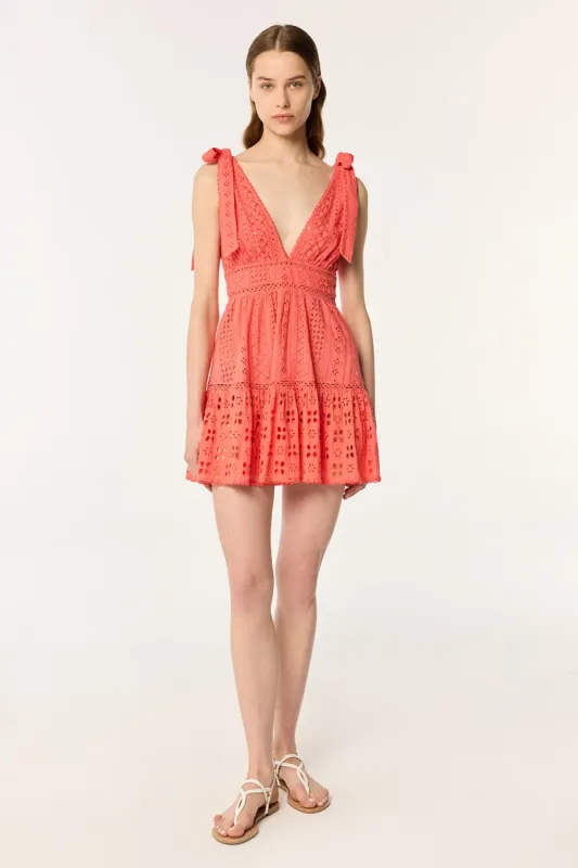 Mini Dress Cara - Coral made by Poupette St Barth