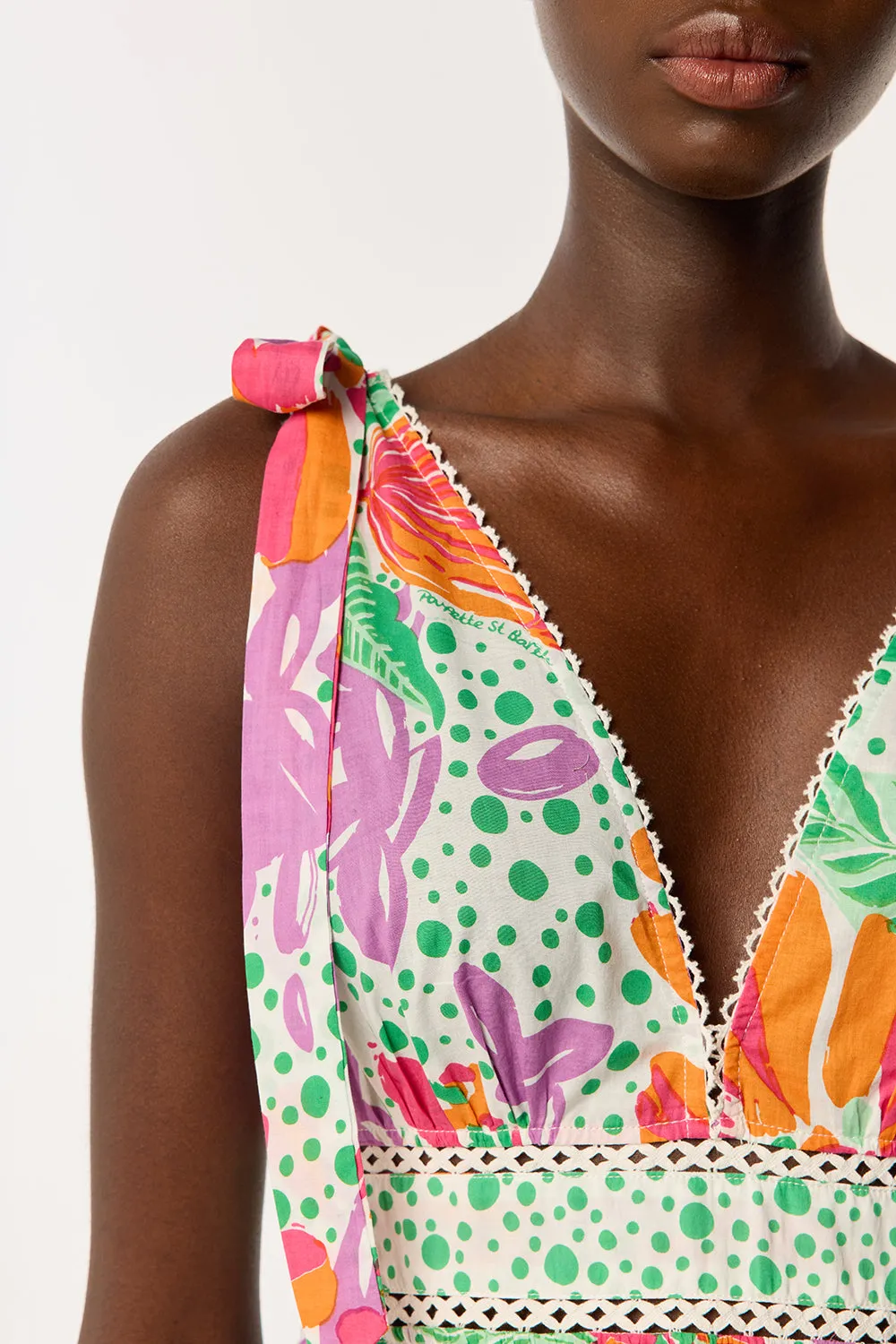 Mini Dress Cara - Pink Artistic Flower sold by Poupette St Barth product image thumbnail 3