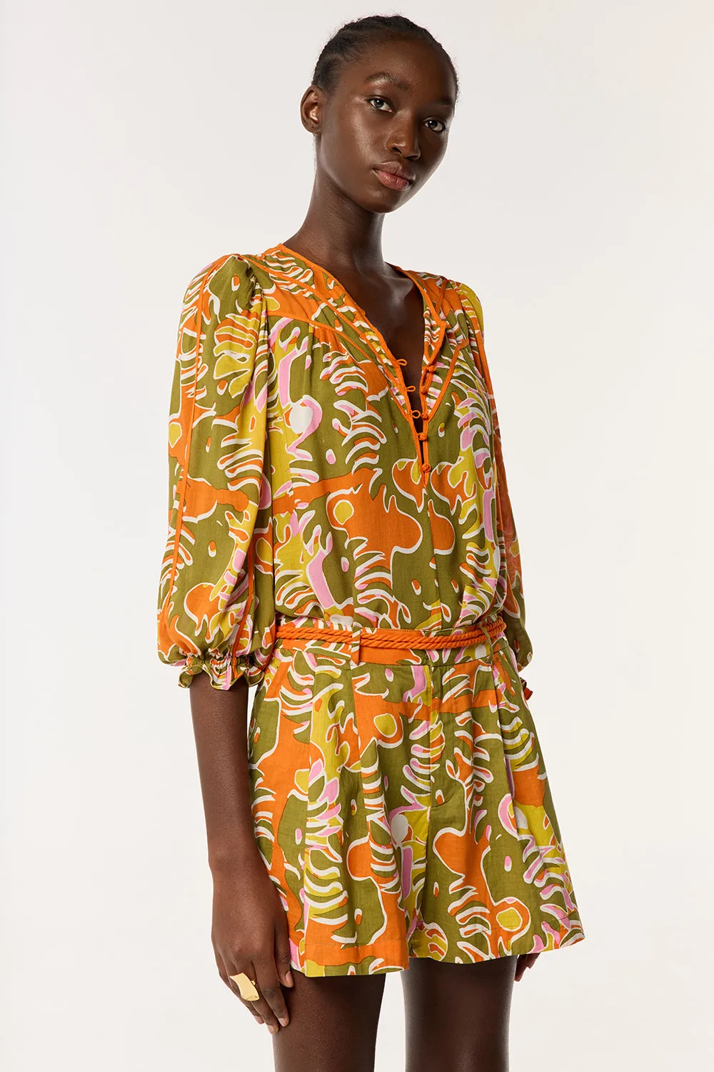 Short Chantal - Green Geo Afro sold by Poupette St Barth product image thumbnail 2