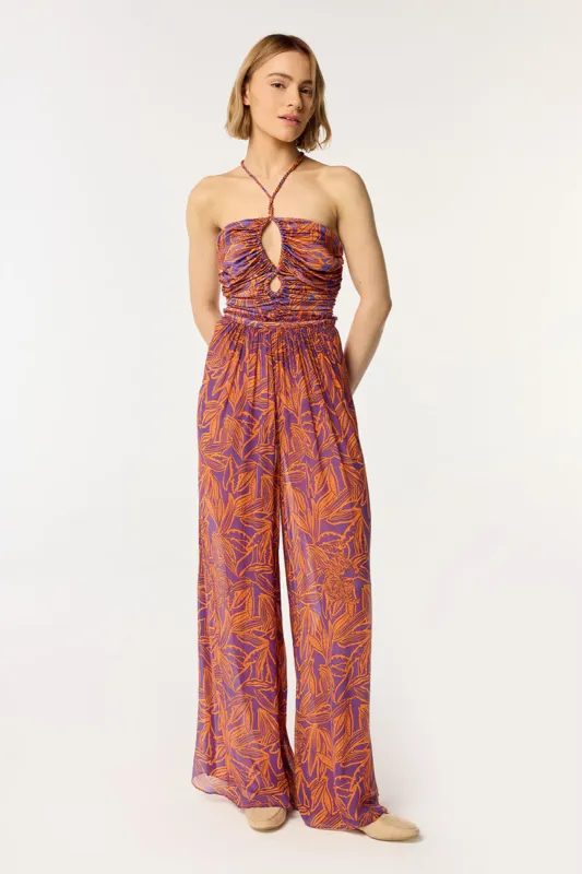 Long Jumpsuit Claudia - Purple Pop Tiger sold by Poupette St Barth