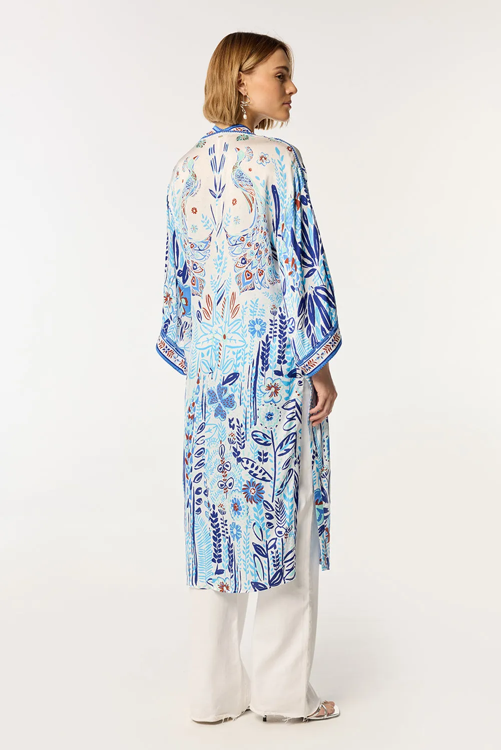 Long Kimono Erica - Blue Plum Bird Big sold by Poupette St Barth product image thumbnail 3