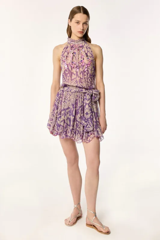 Mini Dress Bianca - Purple Macro Ikat sold by Poupette St Barth