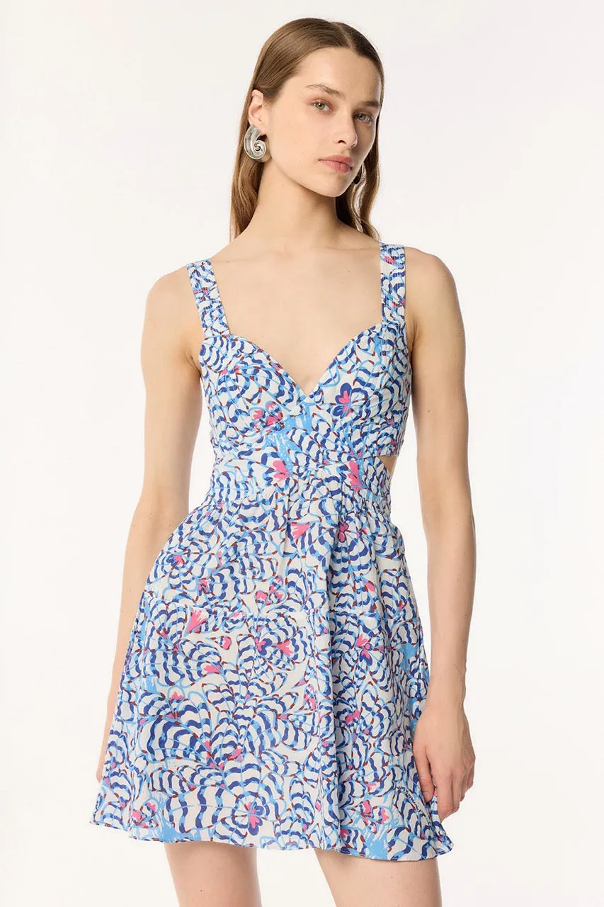 Mini Dress Coco - Blue Wings Flower sold by Poupette St Barth product image thumbnail 2