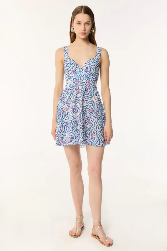 Mini Dress Coco - Blue Wings Flower sold by Poupette St Barth