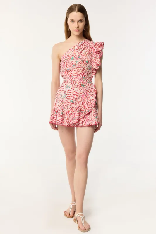 Mini Dress Corinne - Pink Wings Flower sold by Poupette St Barth