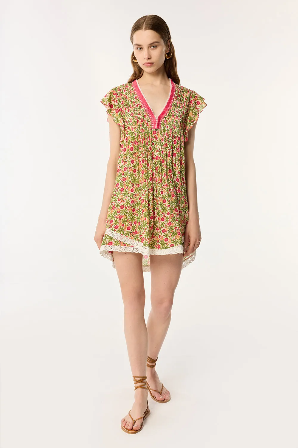 Mini Dress Sasha - Pink Honolulu sold by Poupette St Barth
