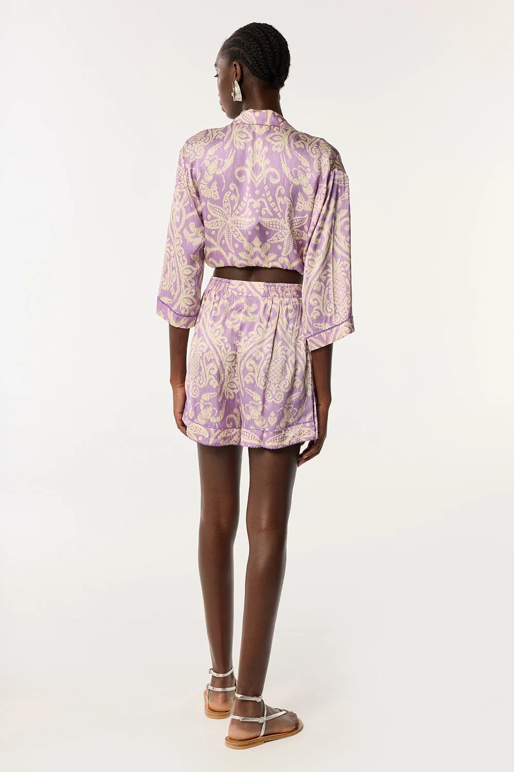 Short Isabelle - Purple Macro Ikat sold by Poupette St Barth product image thumbnail 3