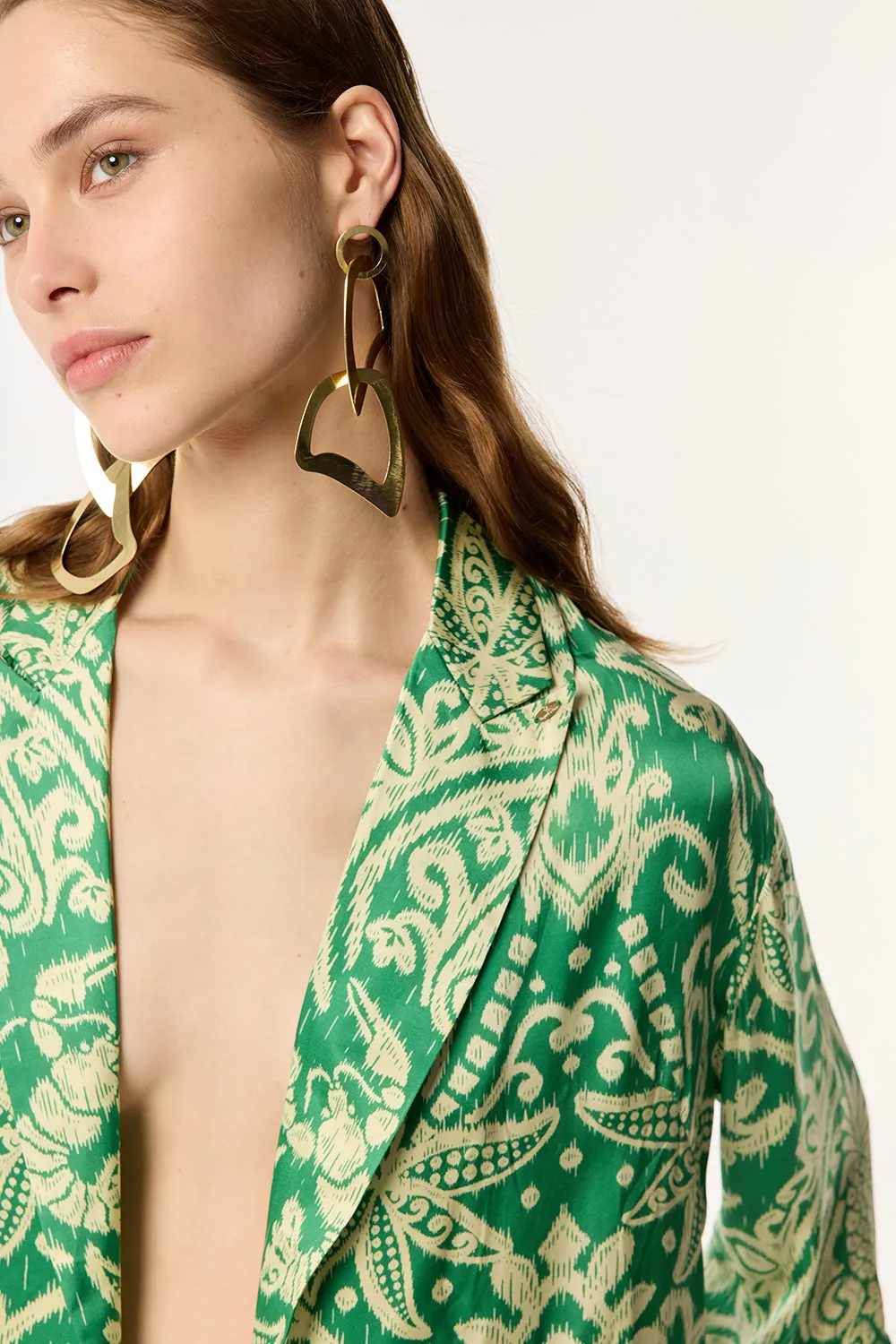 Jacket Clea - Green Macro Ikat sold by Poupette St Barth product image thumbnail 3