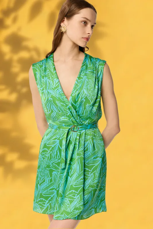 Mini Dress Clea - Turquoise Pop Tiger sold by Poupette St Barth