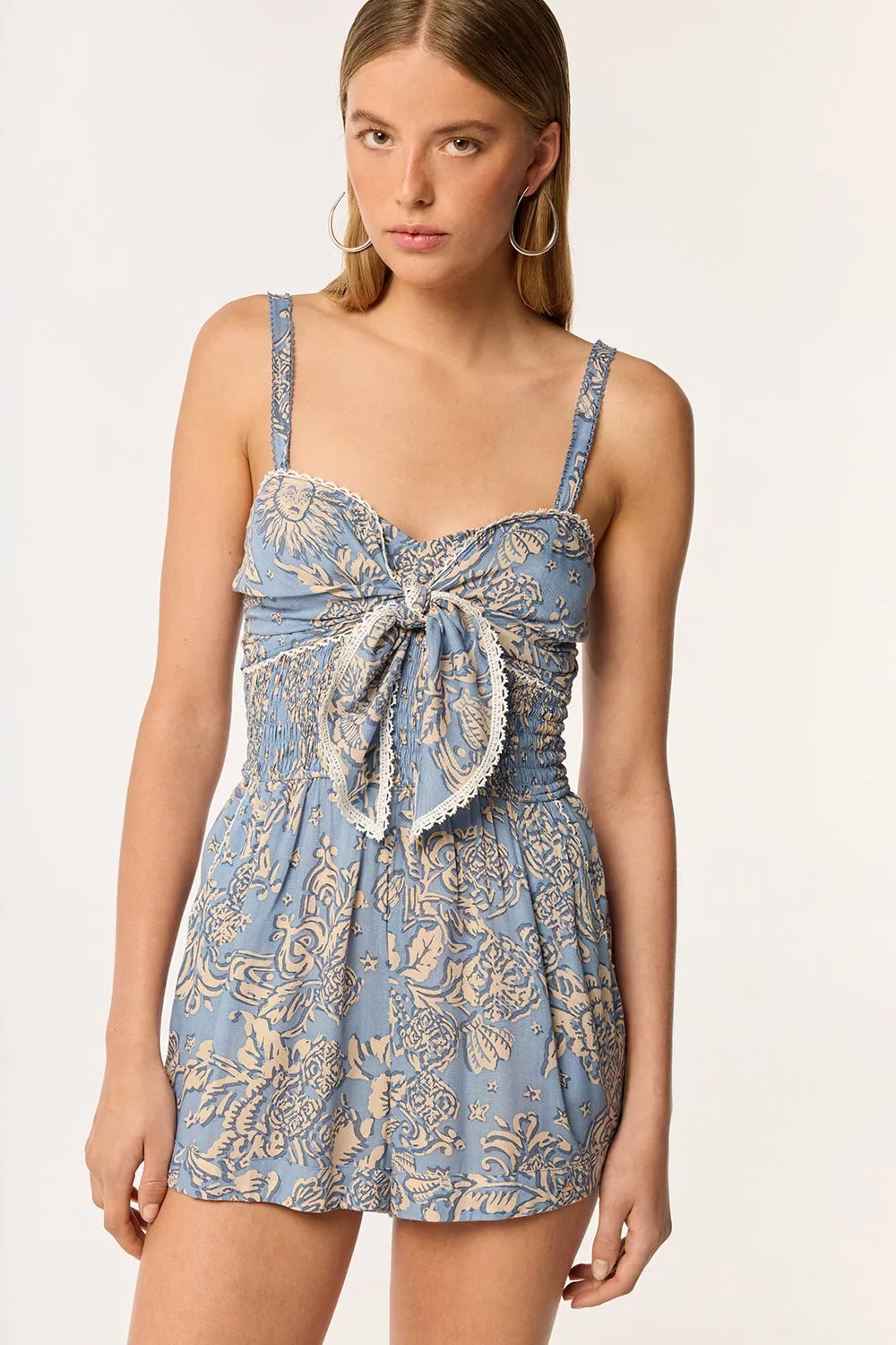 Short Jumpsuit Claudia - Blue Oriental Foulard sold by Poupette St Barth product image thumbnail 2