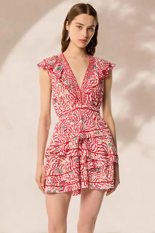 Mini Dress Carol - Pink Wings Flower sold by Poupette St Barth