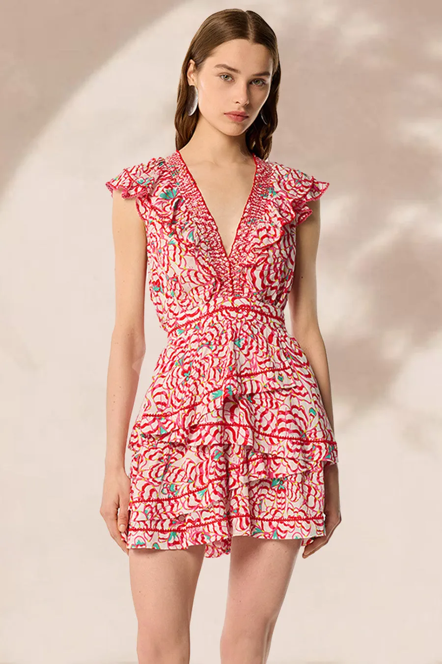 Mini Dress Carol - Pink Wings Flower sold by Poupette St Barth