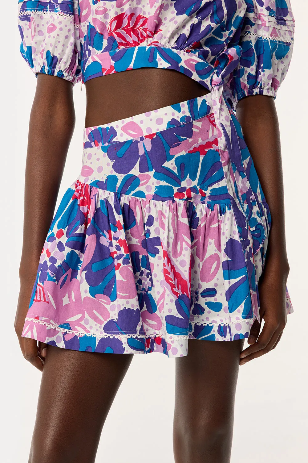 Mini Dress Chantal - Blue Artistic Flower sold by Poupette St Barth product image thumbnail 4