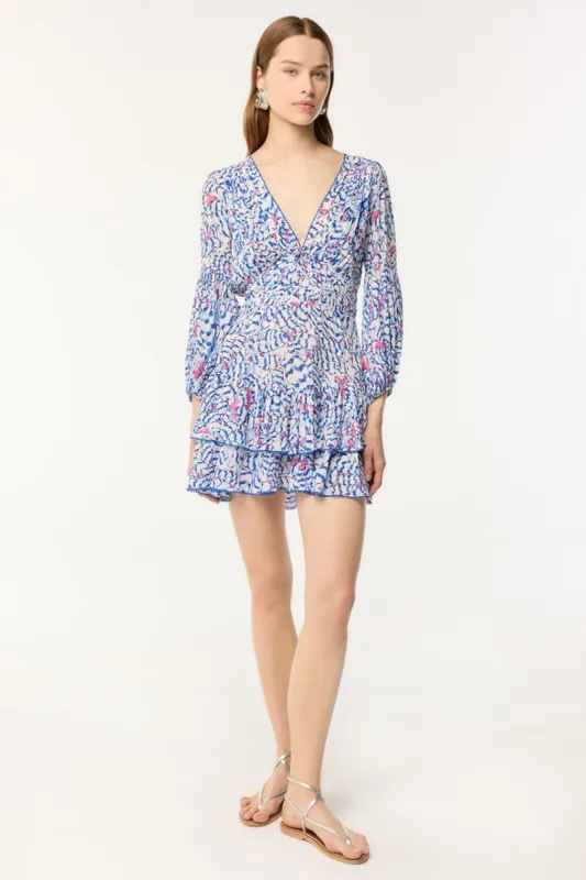 Mini Dress Chiara - Blue Wings Flower sold by Poupette St Barth