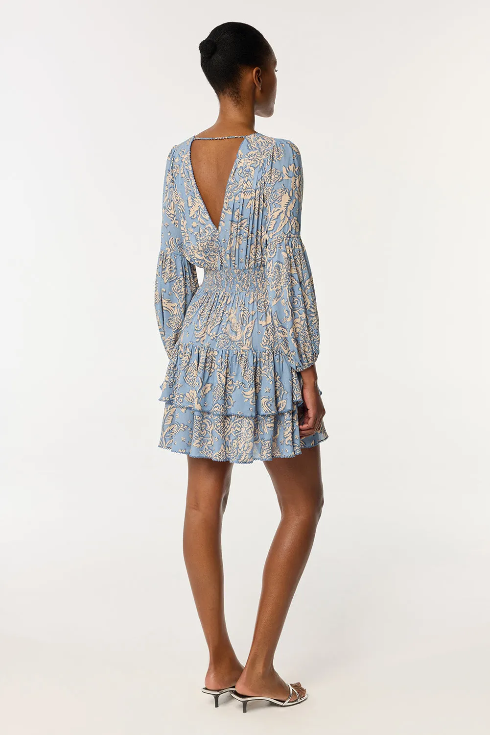 Mini Dress Chiara - Blue Oriental Foulard sold by Poupette St Barth product image thumbnail 4