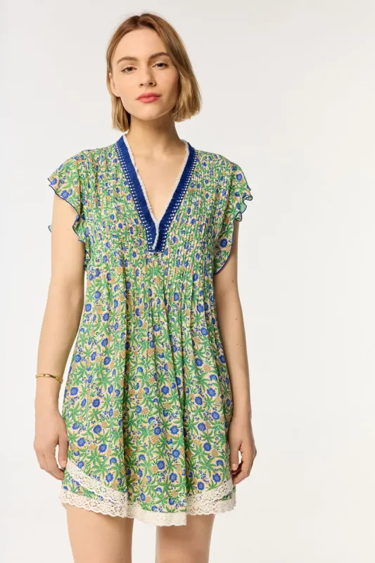 Mini Dress Sasha - Blue Honolulu sold by Poupette St Barth